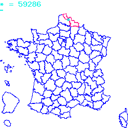 localisation sur le carte de Roost-Warendin 59286