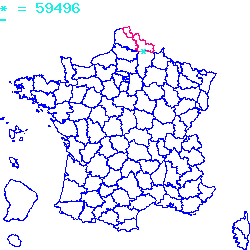 localisation du code postal 59496 Salomé sur la carte de France localisation sur le carte de Salomé 59496