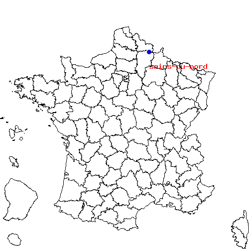 localisation sur le carte de sains-du-nord 