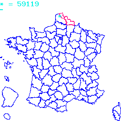 localisation du code postal 59119 Waziers sur la carte de France localisation sur le carte de Waziers 59119