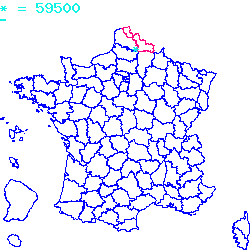 localisation du code postal 59500 Douai sur la carte de France localisation sur le carte de Douai 59500