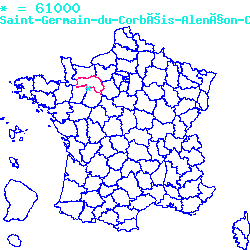 localisation sur le carte de Saint-Germain-du-Corbéis 61000