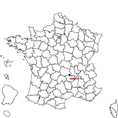localisation sur le carte de ambert 