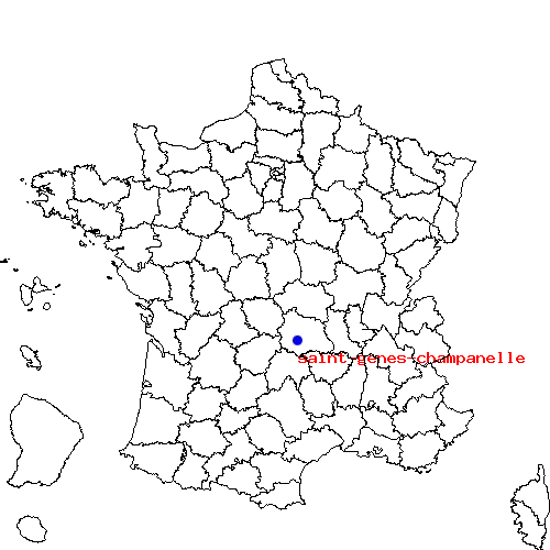 localisation sur le carte de saint-genes-champanelle 