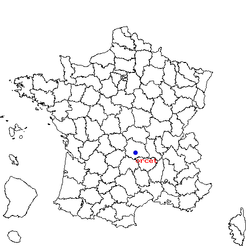 localisation sur le carte de orcet 