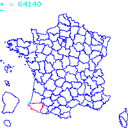 localisation du code postal 64140 Lons sur la carte de France localisation sur le carte de Lons 64140