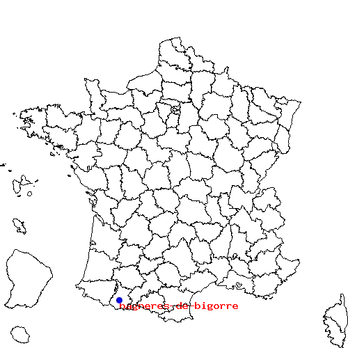 localisation sur le carte de bagneres-de-bigorre 