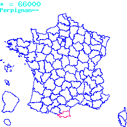 localisation du code postal 66000 Perpignan sur la carte de France localisation sur le carte de Perpignan 66000
