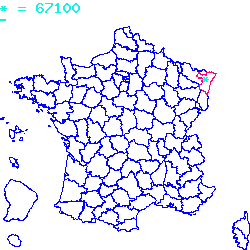 localisation du code postal 67100 Strasbourg sur la carte de France localisation sur le carte de Strasbourg 67100