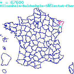 localisation du code postal 67600 Hilsenheim sur la carte de France localisation sur le carte de Hilsenheim 67600