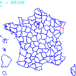 localisation du code postal 68330 Huningue sur la carte de France localisation sur le carte de Huningue 68330