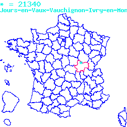 localisation sur le carte de Jours-en-Vaux 21340