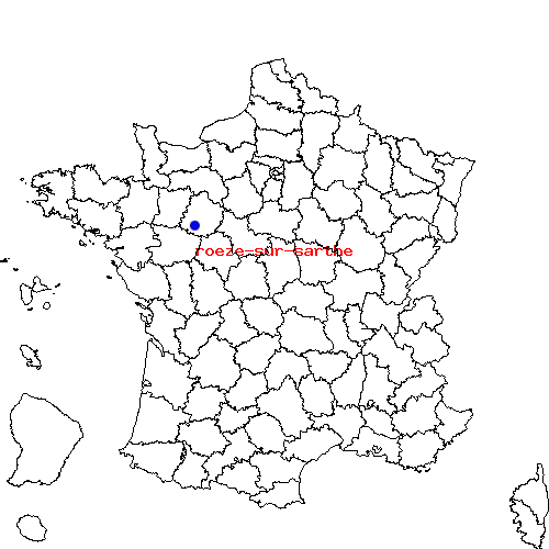 localisation sur le carte de roeze-sur-sarthe 