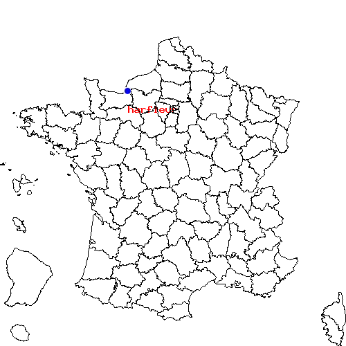 localisation sur le carte de harfleur 