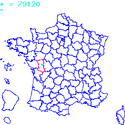 localisation du code postal 79120 Chenay sur la carte de France localisation sur le carte de Chenay 79120