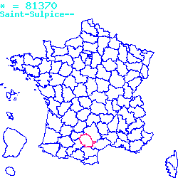 localisation du code postal 81370 Saint-Sulpice sur la carte de France localisation sur le carte de Saint-Sulpice 81370