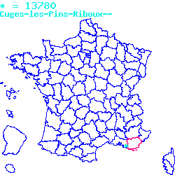 localisation sur le carte de Cuges-les-Pins 13780