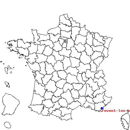 localisation sur le carte de revest-les-eaux 