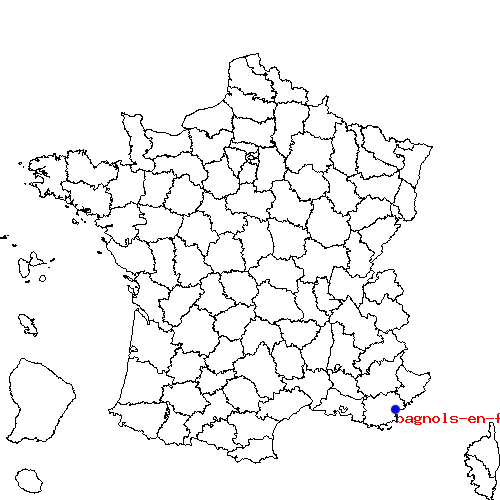 localisation sur le carte de bagnols-en-foret 