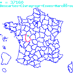 localisation sur le carte de Descartes 37160