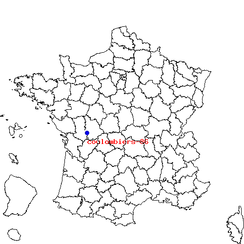 localisation sur le carte de coulombiers-86 