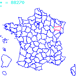 localisation du code postal 88270 Frénois sur la carte de France localisation sur le carte de Frénois 88270