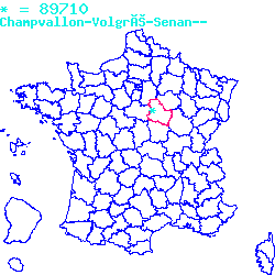 localisation sur le carte de Champvallon 89710