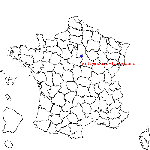 localisation sur le carte de villeneuve-la-guyard 