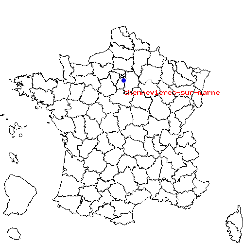 localisation sur le carte de chennevieres-sur-marne 